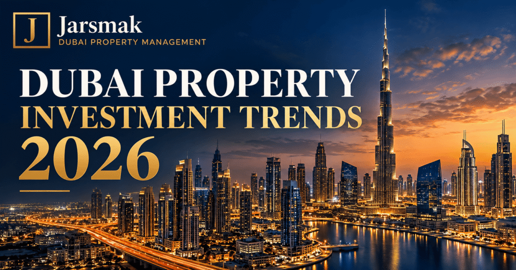 Dubai property investment trends 2026 with Jarsmak Dubai Property Management and Dubai skyline