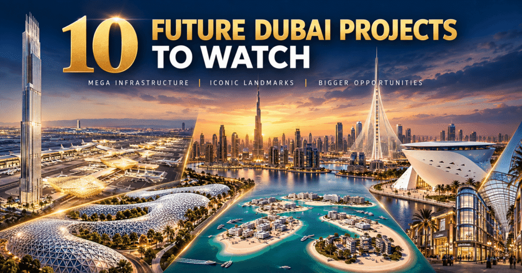 ALT text:
10 future Dubai projects shaping the city’s skyline, infrastructure and real estate market.